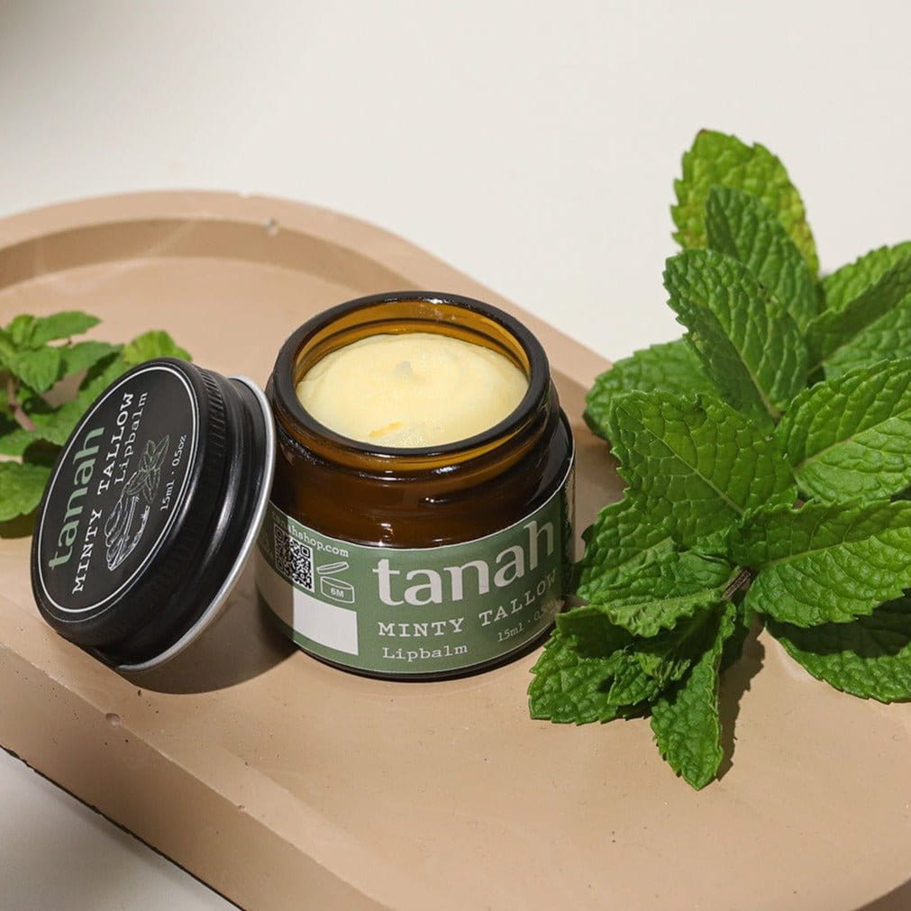 Miętowy balsam do ust "Minty Tallow" 15ml, Tanah,  nawilżenie ze zmakiem